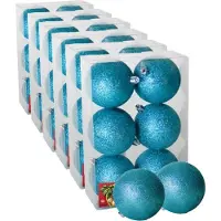 Gerimport 36x stuks kerstballen ijsblauw glitters kunststof diameter 4 cm - Kerstboom versiering