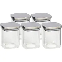 Gerimport Gerim - Voedsel/etenswaren 5x voorraadpotten 1100ml glas en RVS deksel