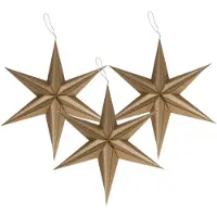 Gerimport 3x stuks papieren decoratie kerstster lampionnen bruin 20 cm - Kerststerren - Kerstdecoratie/kerstversiering