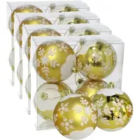 Gerimport 16x stuks gedecoreerde kerstballen goud kunststof diameter 8 cm - Kerstboom versiering