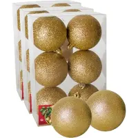 Gerimport 18x stuks kerstballen goud glitters kunststof diameter 8 cm - Kerstboom versiering