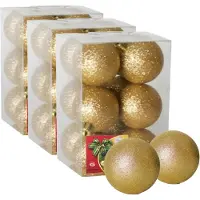 Gerimport 36x stuks kerstballen goud glitters kunststof diameter 6 cm - Kerstboom versiering