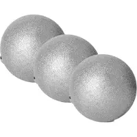 Gerimport Kerstbal - 3x stuks - kunststof - zilver glitters - D20 cm