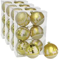 Gerimport 24x stuks gedecoreerde kerstballen goud kunststof diameter 6 cm - Kerstboom versiering