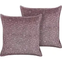 Beliani Decoratieve kussens, Sierkussen plantenpatroon fluweelstof roze 45 x 45 cm Set van 2 KALMIA (45 x 45 cm)