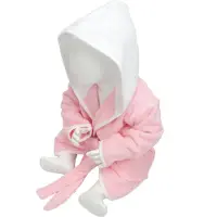 Artg Babiezz - Baby Badjas met Capuchon - Lichtroze - Wit - Maat 68-74