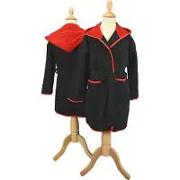 Artg Boyzz & Girlzz - Kinder Badjas met Capuchon - Zwart met Rood - Black/Fire Red - Maat 152/164