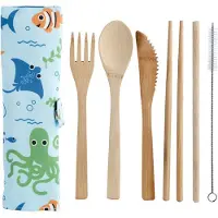 Puckator Splosh Zeeleven - 100% natuurlijk bamboe 6-delige bestek set