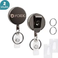 ForDig Badgehouder - Uittrekbare Sleutelhanger (2 stuks) – Pashouder met Koord – Skipashouder – Zeer Robuust – Hard case