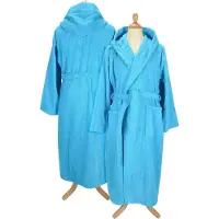 Artg Robezz - Badjas met Capuchon - 100% Badstof Katoen -Aqua Blue - Maat XXXL - (3XL)