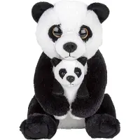 Nature Planet Pluche Pandabeer - met baby knuffel - pandabeer familie - moeder en jong - 22 cm