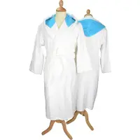 Artg Robezz - Badjas - Gekleurde Capuchon - White/Aqua Blue - Maat S/M