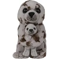 Nature Planet Pluche Zeehond familie knuffels - grijs - zeehonden - 22 cm