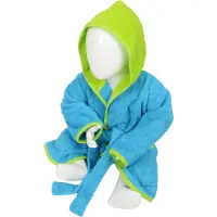 Artg Babiezz - Baby Badjas met Capuchon - Aqua Blue - Lime Green - Maat 80-92
