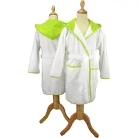 Artg Boyzz & Girlzz - Kinder Badjas met Capuchon - Wit/Helder Groen - White/Lime Green - Maat 140/152