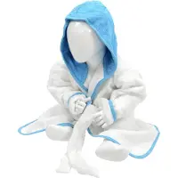 Artg Babiezz - Baby Badjas met Capuchon - Wit - Zeeblauw - Maat 68-74
