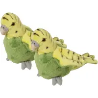 Nature Planet 2x stuks pluche knuffel Parkiet groen 16 cm - knuffeldieren - Tropische vogels