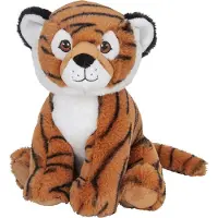 Nature Planet Tijger knuffel - pluche - bruin - 25 cm - knuffeldier - zittend