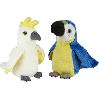 Ravensden - Tropische vogels knuffels - 2x stuks - Kaketoe en Papegaai - 15 cm