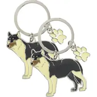 Nature Planet Metalen sleutelhanger van een wolf - 4x stuks - 5 cm - Dieren cadeau artikelen - Kinderen