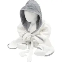 Artg Babiezz - Baby Badjas met Capuchon - Wit - Antraciet Grijs - Maat 80-92