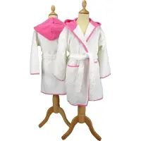 Artg Boyzz & Girlzz - Kinder Badjas met Capuchon - Wit/Rose - White/Pink - Maat 116/128