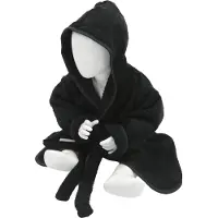 Artg Babiezz - Baby Badjas met Capuchon - Zwart - Maat 80-92