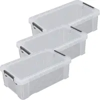 Whitefurze Opbergbox - 3x stuks - 5.8 liter - Transparant - 35 x 19 x 12 cm - kunststof - opslag oplossingen - kist - met deksel