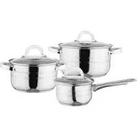 Altom Design Paolo 6 delige pannenset met braadpan - Kookpan - RVS - 6-delig - Ø 14/18/22 cm - Geschikt voor alle warmtebronnen - Zilver