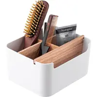 Altom Design badkamer orginazer 5-vaks 18 x 14,5 x 9,5 cm wit bruin