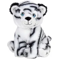 Nature Planet Pluche knuffel witte tijger van 19 cm - Speelgoed knuffeldieren tijgers