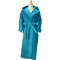 Artg Robezz - DeLuxe - Velours Badjas met Capuchon - Turquoise - Deep Blue - Maat XS