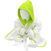 Artg Babiezz - Baby Badjas met Capuchon - Wit - Limoen Groen - Maat 68-74