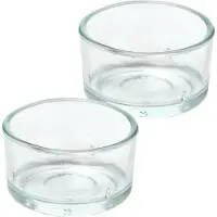 Trend Candles theelichthouder - 2x - glas - transparant - 4x3 cm - waxinelicht
