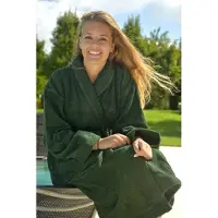 Artg Robezz - Badjas Sjaalkraag - 100% Badstof Katoen - Donkergroen - Dark Green - Maat XS