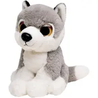 Nature Planet Knuffeldier wolf - pluche wolf knuffel - grijs - 13 cm - wilde dieren thema