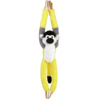 Ravensden Pluche knuffel dier Aapje - 65 cm - geel/wit/grijs - Speelgoed apen knuffelbeesten - hangend