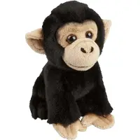 Ravensden Pluche knuffel dier Chimpansee aap - zwart - 18 cm - Speelgoed apen knuffelbeesten