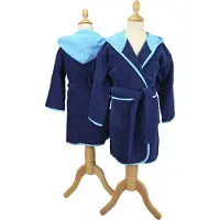 Artg Boyzz & Girlzz - Kinder Badjas met Capuchon - Donkerblauw/Aquablauw - French Navy/Aqua Blue - Maat 164/176