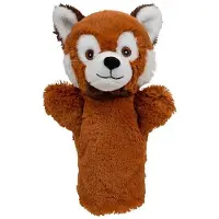 Nature Planet rode panda handpop - rood - pluche - 24 cm - poppenkast - speelgoed - spelen