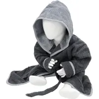 Artg Babiezz - Baby Badjas met Capuchon - Grafiet Grijs - Antraciet Grijs - Maat 98-110