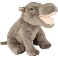 Ravensden Pluche nijlpaard knuffel - grijs - 30 cm - safari dieren speelgoed - kinderen - cadeau