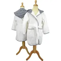Artg Boyzz & Girlzz - Kinder Badjas met Capuchon - Wit met Grijs - White/Anthracite Grey - Maat 116/128