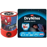 Overig Drynites Luierbroekjes Boy 4-7 Jaar Voordeelbox + Spiderman Led Projector Lamp Pakket