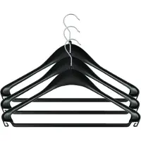 Merkloos Voordeelset zwarte kledinghangers 12x stuks - Kledinghangers
