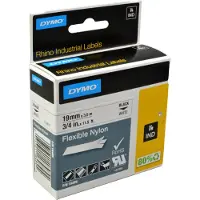 Dymo Rhino 19mm x 3,5m Zwart Wit Nylon Labels