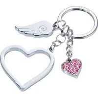 Troika Dames Sleutelhanger met Hartjes en Vleugel - Rose Goud Look