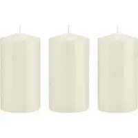 Trend Candles 3x Kaarsen ivoorwit 8 x 15 cm 69 branduren sfeerkaarsen - Stompkaarsen