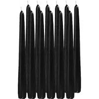 Enlightening Candles Dinerkaarsen - 12x stuks - zwart - 8 branduren - 25 cm - kandelaar kaarsen - Dinerkaarsen