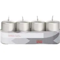 Trend Candles 4x Kaarsen zilver 5 x 8 cm 18 branduren sfeerkaarsen - Stompkaarsen